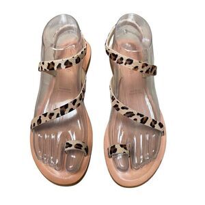 Cocabelle Leopard Print Sandals women’s 7.5 leather two strap made in Italy
